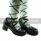Black PU Leather 4.5cm High Heel Casual Lolita Shoes