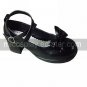 Black PU Leather 4.5cm High Heel Classic Lolita Shoes with Bow