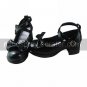 Black PU Leather 4.5cm High Heel Classic Lolita Shoes with Bow