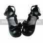 Black PU Leather 4.5cm High Heel Classic Lolita Shoes with Bow