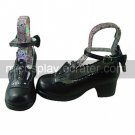 Black PU Leather 4.5cm High Heel Crown Pattern Punk Lolita Shoes