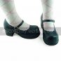 Black PU Leather 4.5cm High Heel School Lolita Shoes