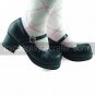 Black PU Leather 4.5cm High Heel School Lolita Shoes
