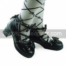 Black PU Leather 4.5cm High Heel Sweet Lolita Shoes