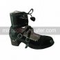 Black PU Leather 4.5cm High Heel Sweet Lolita Shoes with Shoelace