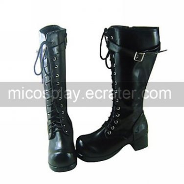 Black PU Leather 4.5cm Platform Lace-up Punk Lolita Boots