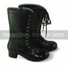 Black PU Leather 4.5cm Platform Sweet Lolita Boots with Shoelace