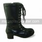 Black PU Leather 4.5cm Platform Sweet Lolita Boots with Shoelace