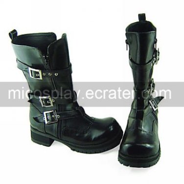 Black PU Leather 4cm Platform Punk Lolita Shoes