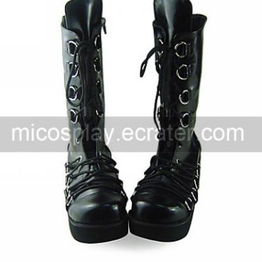 Black PU Leather 6cm Platform Punk Lolita Boots