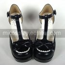 Black PU Leather 7.5cm High Heel Classic Lolita Shoes