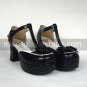 Black PU Leather 7.5cm High Heel Classic Lolita Shoes
