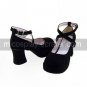 Black PU Leather 7.5cm Punk Lolita Sandals (Crossed Belt)