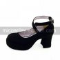 Black PU Leather 7.5cm Punk Lolita Sandals (Crossed Belt)