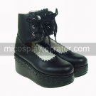 Black PU Leather 7cm Platform Gothic Lolita Shoes