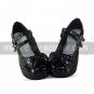 Black PU Leather 8.7cm High Heel Punk Lolita Shoes with Bow