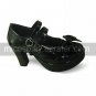 Black PU Leather 8.7cm High Heel Punk Lolita Shoes with Bow