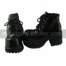 Black PU Leather 8cm High Heel High-cut Punk Lolita Shoes