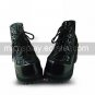 Black PU Leather 8cm High Heel High-cut Punk Lolita Shoes