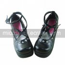 Black PU Leather 8cm High Heel Punk Lolita Shoes