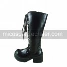 Black PU Leather 8cm Platform Punk Lolita Boots with Shoelace