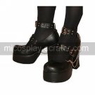 Black PU Leather 9cm High Heel Gothic Lolita Sandals with Chain