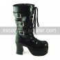 Black PU Leather 9cm High Heel Lace-up Punk Lolita Shoes