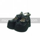 Black PU Leather 10cm Wedge Gothic Lolita Shoes