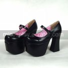 Black PU Leather 12.5cm High Heel Classic Lolita Shoes