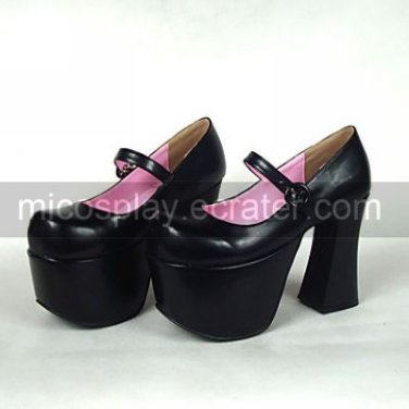 Black PU Leather 12.5cm High Heel Classic Lolita Shoes