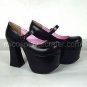 Black PU Leather 12.5cm High Heel Classic Lolita Shoes