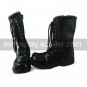 Black PU Leather Flat Sweet Lolita Boots with Shoelace
