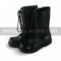 Black PU Leather Flat Sweet Lolita Boots with Shoelace