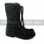 Black PU Leather Flat Sweet Lolita Boots with Shoelace
