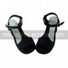 Black Velvet Upper PU Leather 7.5cm High Heel Classic Lolita Sandals
