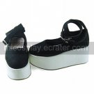 Black Suede Upper PU Leather 7cm Platform White Sole Classic Lolita Shoes