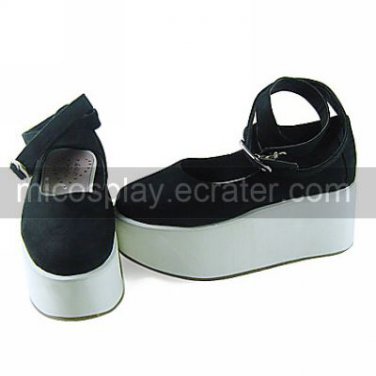 Black Suede Upper PU Leather 7cm Platform White Sole Classic Lolita Shoes