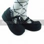 Black Suede Upper PU Leather 6cm Wedge School Lolita Shoes