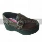Brown PU Leather 6cm Wedge Classic Lolita Shoes with Hasp