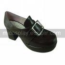 Brown PU Leather 8cm High Heel Classic Lolita Shoes with Iron Hasp