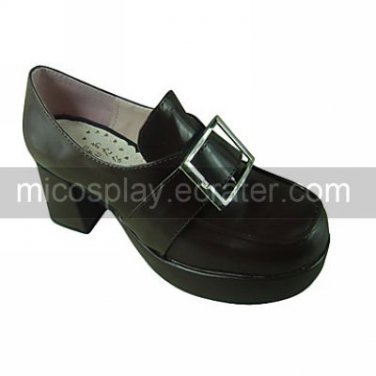 Brown PU Leather 8cm High Heel Classic Lolita Shoes with Iron Hasp