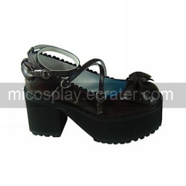Brown PU Leather 8cm High Heel Sweet Lolita Shoes with Bow