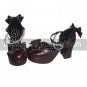 Coffee PU Leather 7.5cm High Heel Classic Loltia Shoes with Pearl