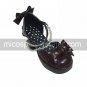 Coffee PU Leather 7.5cm High Heel Classic Loltia Shoes with Pearl