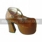 Coffee PU Leather 12cm Higth Heel Cross-belt Sweet Lolita Shoes