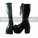 Cool Black PU Leather 12cm Platform Lace-up Punk Lolita Boots