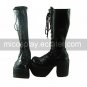 Cool Black PU Leather 12cm Platform Lace-up Punk Lolita Boots