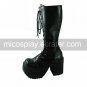 Cool Black PU Leather 12cm Platform Lace-up Punk Lolita Boots