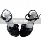 Cute Black PU Leather 8cm Wedge Sweet Lolita Sandals with Bow