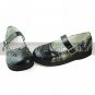 Cute Cate Ink Green Check Pattern PU Leather 3cm Flat Sweet Lolita Shoes